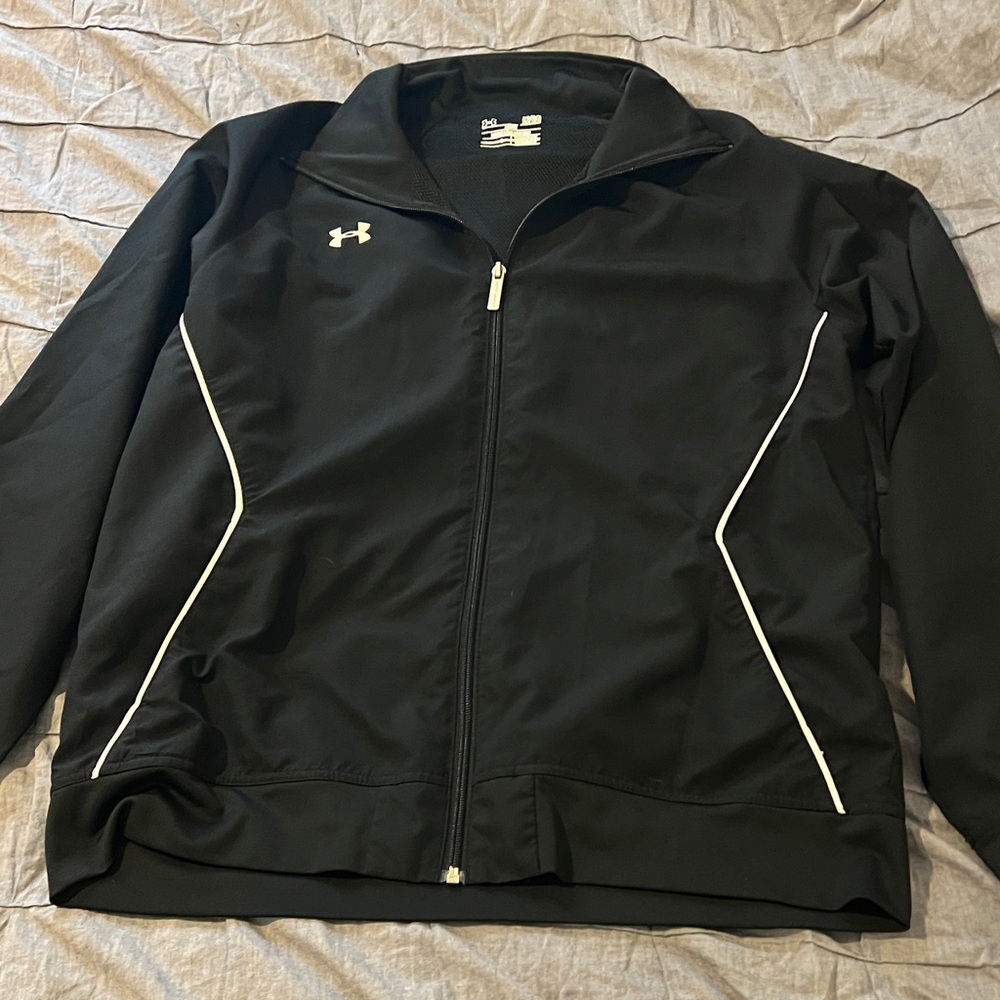 Under Armour Black Track Jacket with White Piping